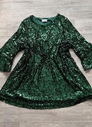 Праздничное вечернее платье мини в пайетках большого размера батал, новогоднее платье