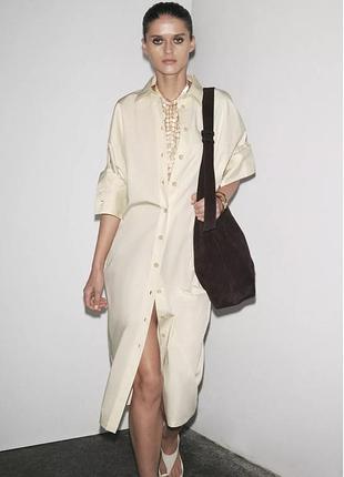 Платье-рубашка, сукня, сорочка zara, топленое масло