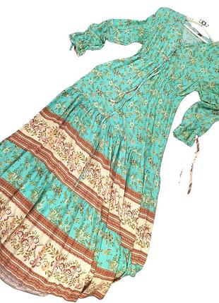 Распродажа!!️нежное длинное мятное платье из натуральной ткани в стиле бохо винтаж