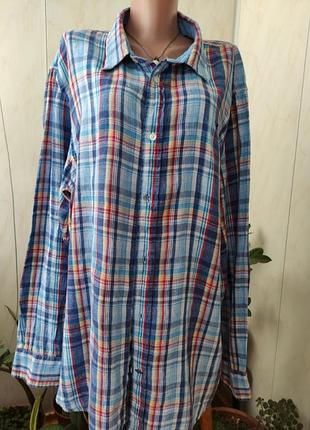 Трендова картата сорочка, льон 💯рубашка бойфренда, оверсайз большой размер англичанина