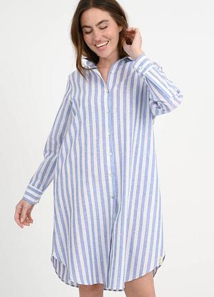 Свободное платье рубашка в полоску, платье хлопок