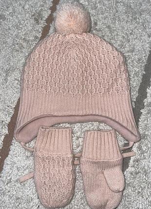 Набір h&m р.74/80 (зимова шапка та рукавички)