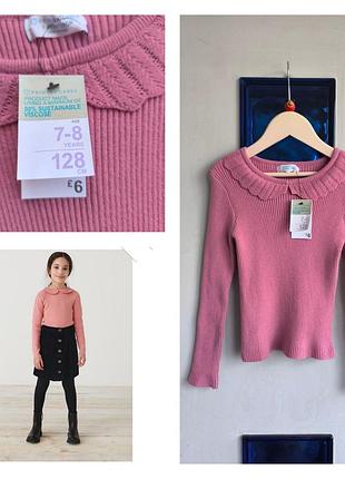 Теплый свитер в рубчик деми на девочку 7-8 лет