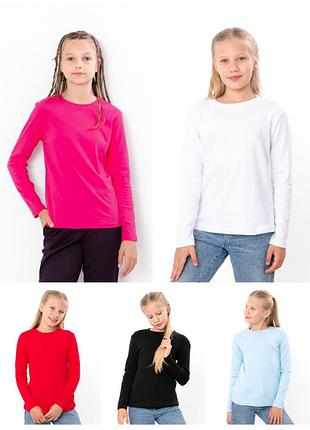 Джемпер для девочки однотонный, стрейчевый хлопковый, лонгслив стрейчевой хлопковый однотонный, школьная кофта хлопковая