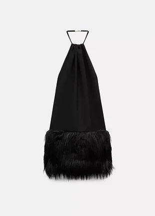Limited edition zara шикарна трендова сукня з хутром