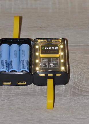 Powerbank 9000mah повербанк 18650х3 нічник з теплим світлом