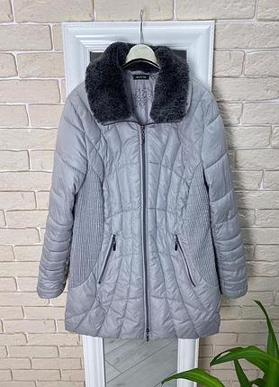 Серое синтапоновое пальто куртка парка