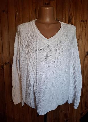 Білий джемпер кофта  вязаний светр. котон