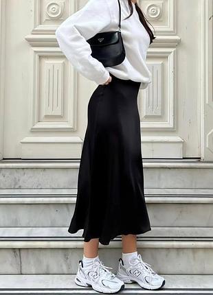 Шелковая женская миди юбка