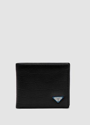 💵 prada saffiano leather wallet crocodile embossed in black