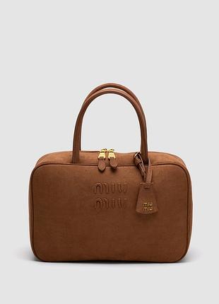 💎 miu miu brown textile beau top-handle bag 35 х 22 х 10 см