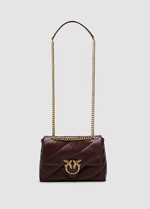 💎 pinko big love bag puff maxi quilt burgundy/gold 27 х 19 х 10 см