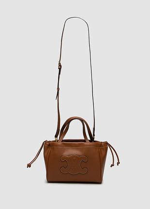 💎 celine small cabas drawstring cuir triomphe in smooth calfskin tan brown