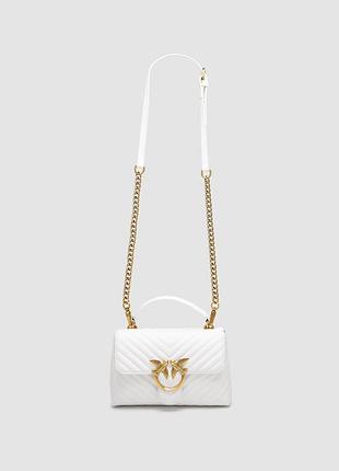 💎 pinko mini classic lady love bag puff chevron white/gold 23 х 13 х 8 см