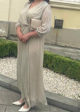 Вечірня сукня максі для мами нареченої / нареченого бежева довга bdm club