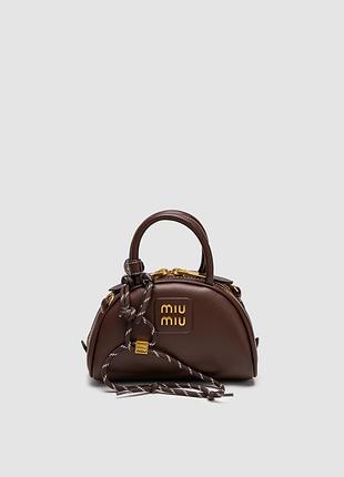 💎 miu miu leather top-handle bag brown 17 х 11 х 7 см