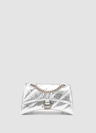 💎 balenciaga crush small chain bag quilted in silver 25 х 13 х 7 см