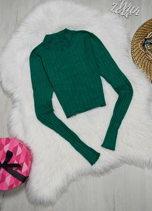 Водолазка вкорочена кроп топ гольф гольфик в рубчик зелений