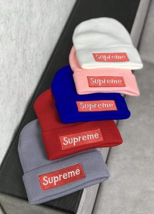 Зимняя шапка supreme white2 фото