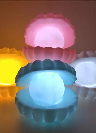 Нічник мушля з перлиною perl light · led світильник настільний бездротовий з usb зарядкою