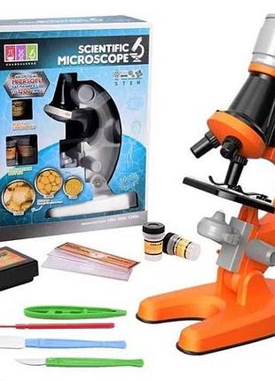 Детский микроскоп с подсветкой и набором биологических образцов ∙ игрушечный микроскоп с 3 уровнями увеличения