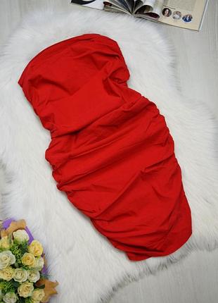 Платье красное с драпировкой бандо платье