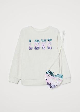 Флісова кофта love із сумочкою від h&m ріст 104 см