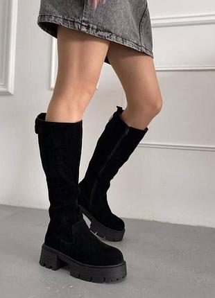 Женские сапоги замшевые на меху 40