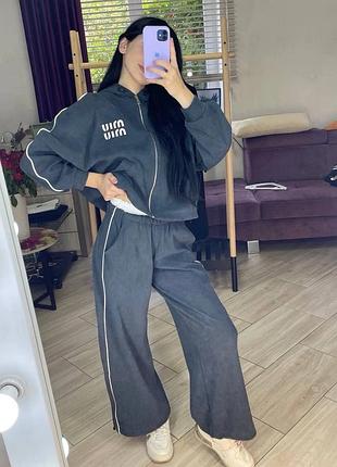 Костюм микровельвет брюки палаццо на подростка 146-152 см