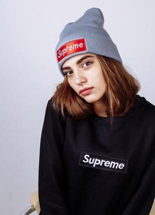 Зимова шапка supreme grey3 фото