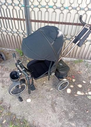 Велосипед детский с родительской ручкой управления черный