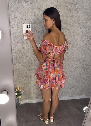 Комбінезон літній шифон квітковий принт