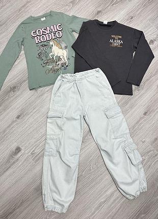 Легкі джинсові штани карго zara для дівчинки 11-12 років
