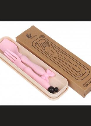 Эко набор столовых предметов детских розовый