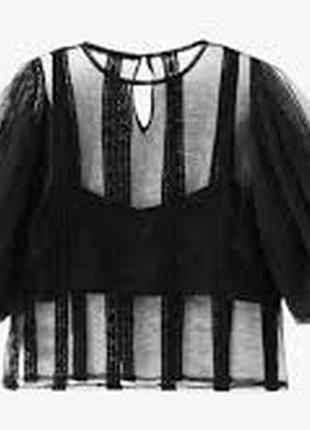 Прозрачная черная короткая блузка