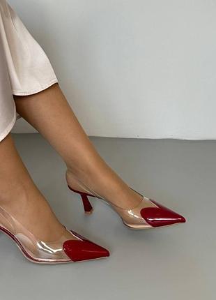 Туфли бордовые силиконовые на небольших каблуках женские