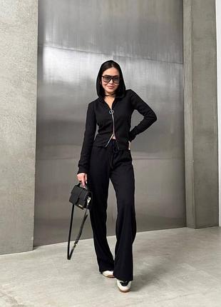 Жіночий класичний повсякденний костюм двійка штани брюки та кофта на змійці тканина ангора рубчик гарна якість туреччина