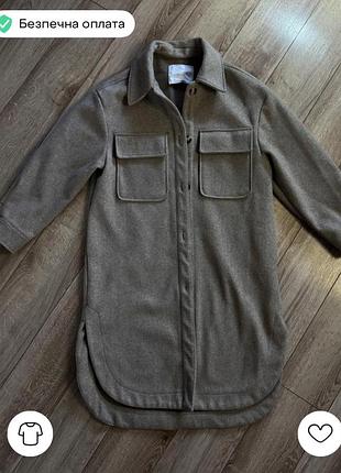 Гарне пальто-сорочка фліс сіре с8-10