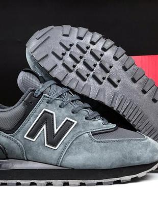 Зимние кроссовки new balance 574 legacy темно серые с черным