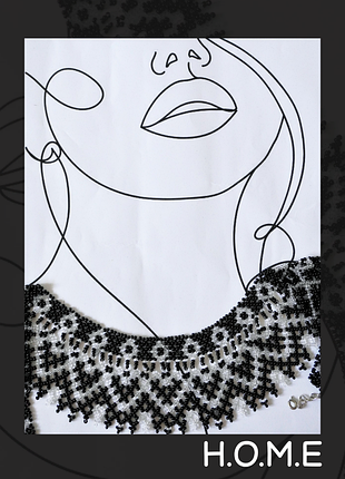 Силка "кошка" ожерелье из бисера | ручная работа