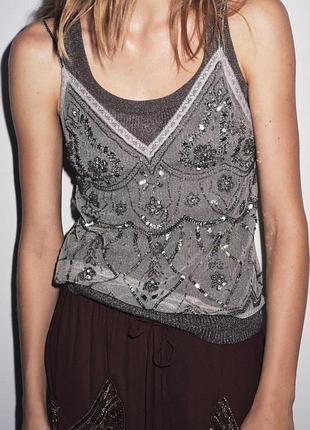 Тюлевий топ з бісером і блискітками