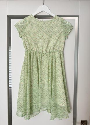 Плаття дитяче h&m, розмір 8-9 (134см), зелене з принтом ромашок