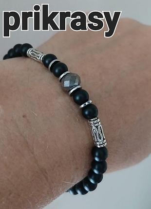 19,5 унисекс на резинке натуральный камень купить мужской браслет женский оникс гематит черный браслет