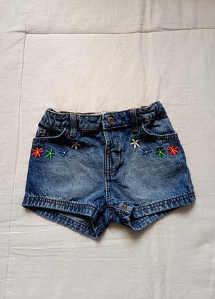 Джинсовые шорты на девочку с вышивкой denim co 3-4 года