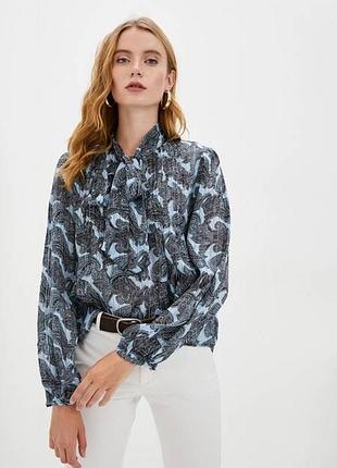 Блуза блузка з бантом завʼязками принт «турецький огірок» напівпрозора сорочка блуза