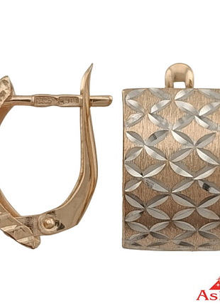 Золотые серьги штампованные алмазная грань 11*15, вес 2.05