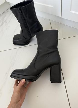 Шкіряні ботильйони сапоги mango 39/40