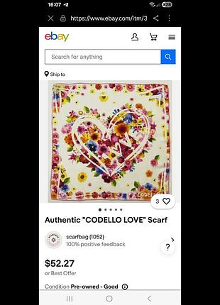 Платок винтажный, 100% шовковый.,codello.
