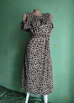 Леопардовое платье стильное леопардовый принт m-l golden apple
