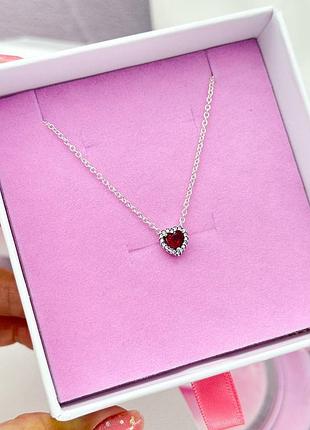 Срібне намисто «червоне серце»